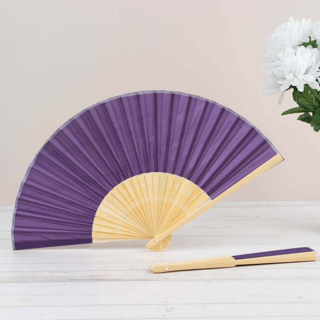 5 Pack Purple Asian Silk Folding Fans Party Favors, Oriental Folding Fan Favors - Bell Racket Store