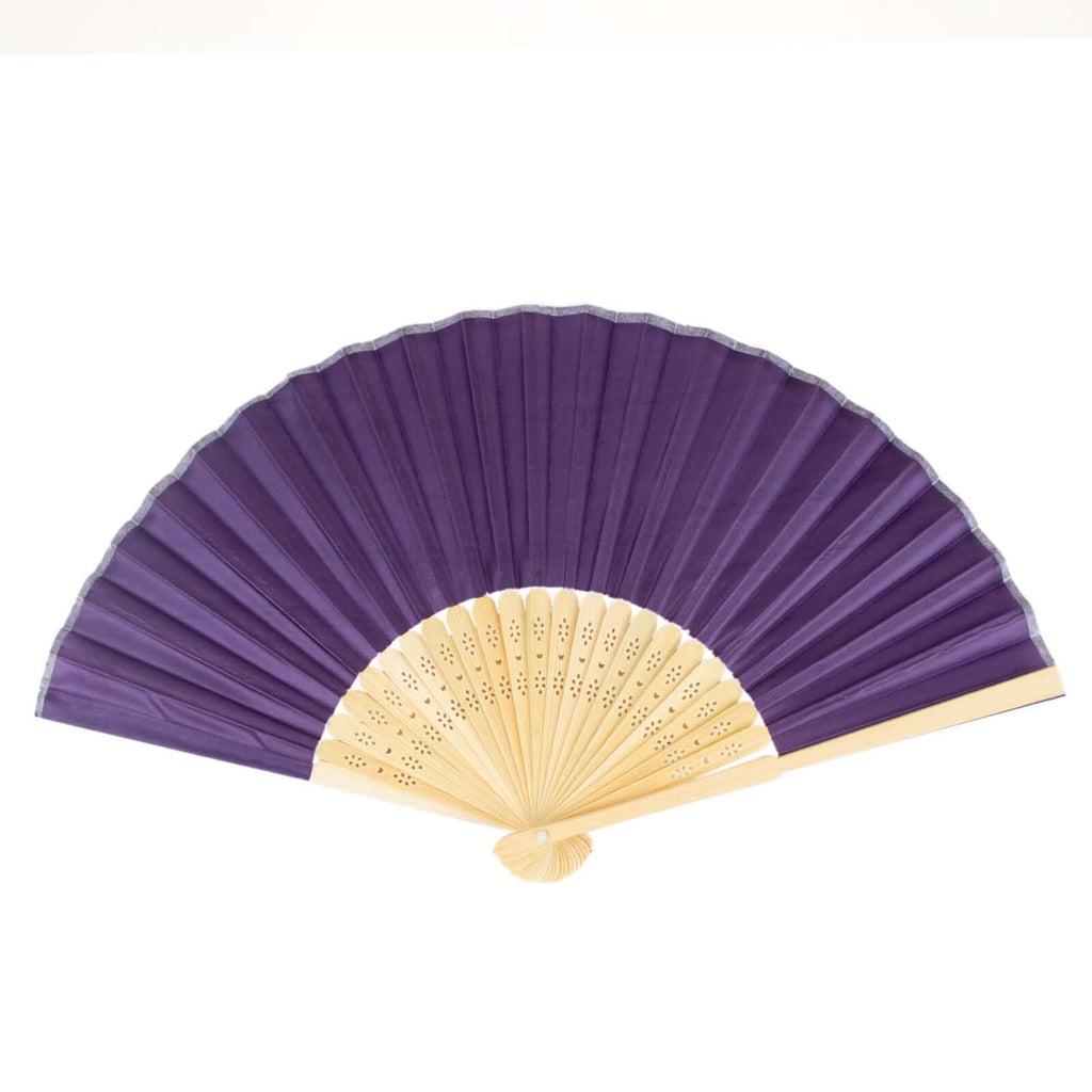5 Pack Purple Asian Silk Folding Fans Party Favors, Oriental Folding Fan Favors - Bell Racket Store