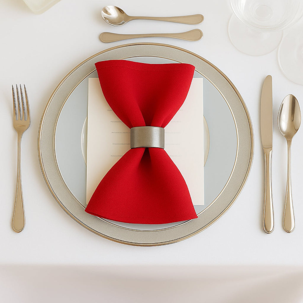 5 Pack Red Scuba Napkins â€“ 17"x17", Wrinkle - Free & Stain Resistant Cloth Napkins - Bell Racket Store