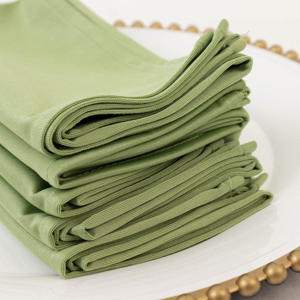 5 Pack Sage Green Scuba Napkins â€“ 17"x17", Wrinkle - Free & Stain Resistant Cloth Napkins - Bell Racket Store