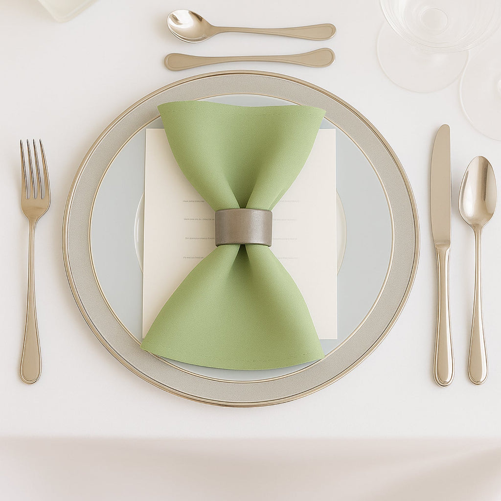 5 Pack Sage Green Scuba Napkins â€“ 17"x17", Wrinkle - Free & Stain Resistant Cloth Napkins - Bell Racket Store