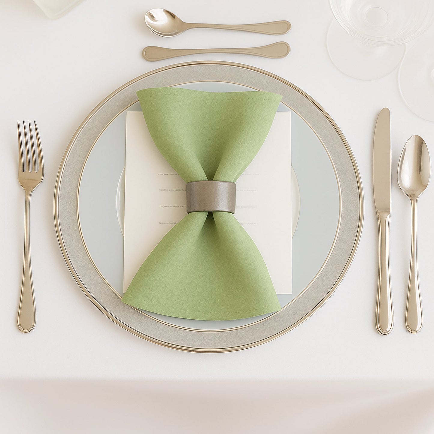 5 Pack Sage Green Scuba Napkins â€“ 17"x17", Wrinkle - Free & Stain Resistant Cloth Napkins - Bell Racket Store