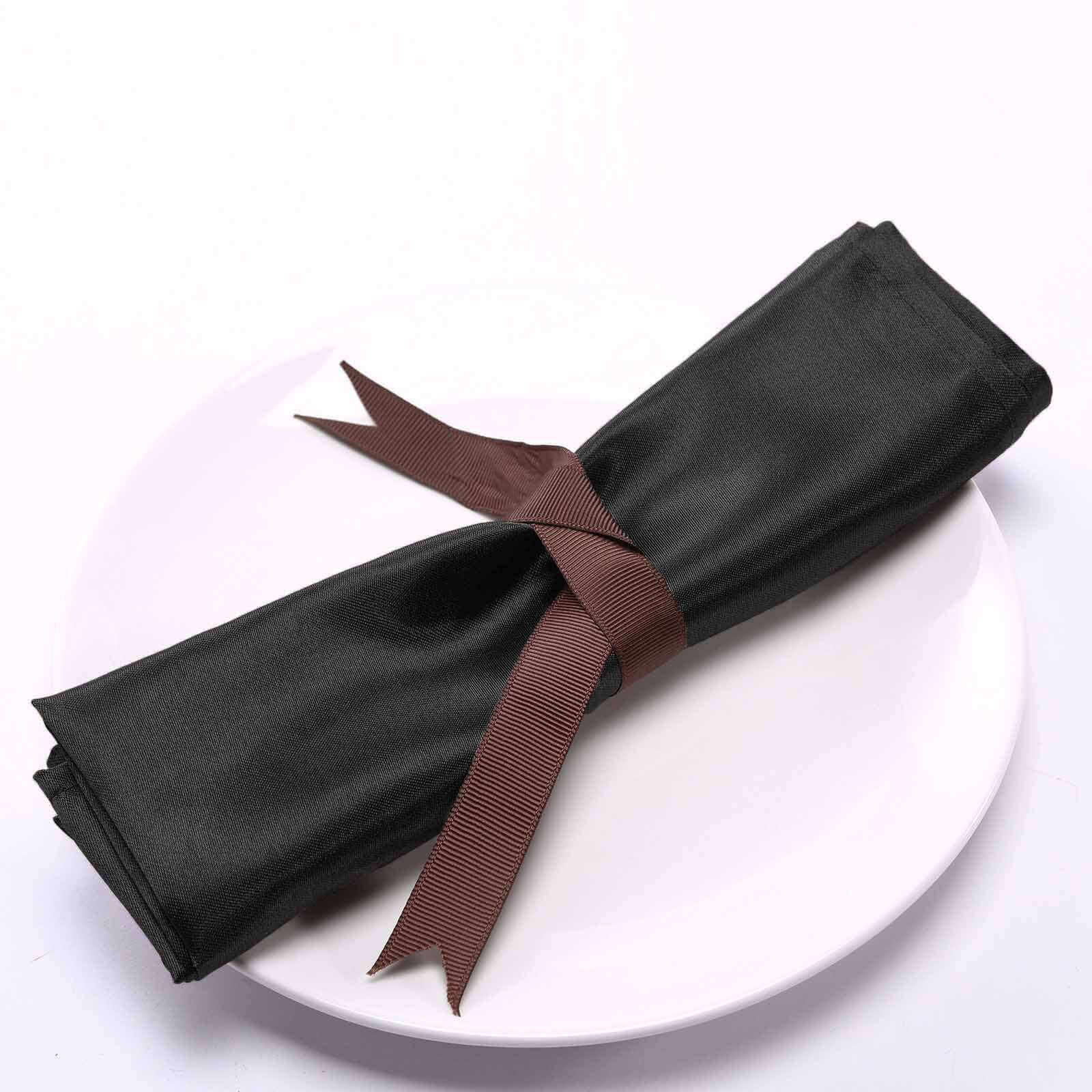 5 Pack Satin 20"x20" Napkins Black - Luxurious Shine & Smooth Dinner Napkins for Upscale Events - NestOCart