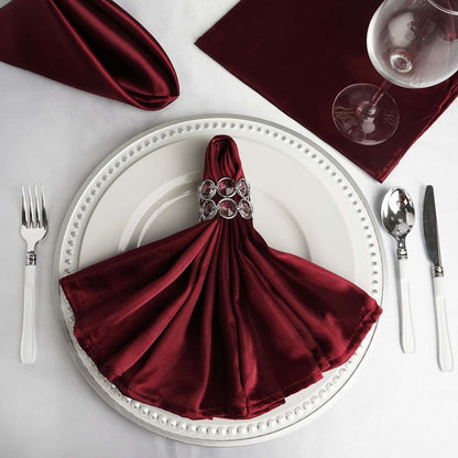 5 Pack Satin 20"x20" Napkins Burgundy - Luxurious Shine & Smooth Dinner Napkins - NestOCart