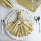 5 Pack Satin 20"x20" Napkins Champagne - Luxurious Shine & Smooth Dinner Napkins