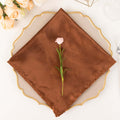 5 Pack Satin 20"x20" Napkins Cinnamon Brown - Luxurious Shine & Smooth Dinner Napkins - Bell Racket Store