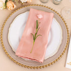5 Pack Satin 20"x20" Napkins Dusty Rose Glossy Stripes - Durable & Wrinkle - Free Cloth Napkins - Bell Racket Store