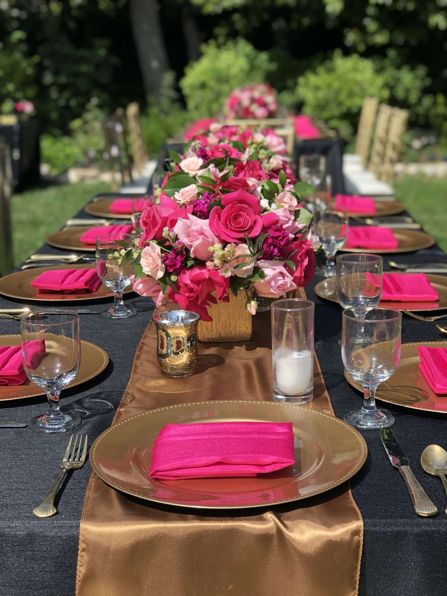 5 Pack Satin 20"x20" Napkins Fuchsia - Luxurious Shine & Smooth Dinner Napkins - NestOCart