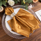 5 Pack Satin 20"x20" Napkins Gold Glossy Stripes - Durable & Wrinkle - Free Cloth Napkins - Bell Racket Store