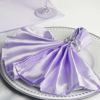 5 Pack Satin 20"x20" Napkins Lavender Lilac - Luxurious Shine & Smooth Dinner Napkins - NestOCart