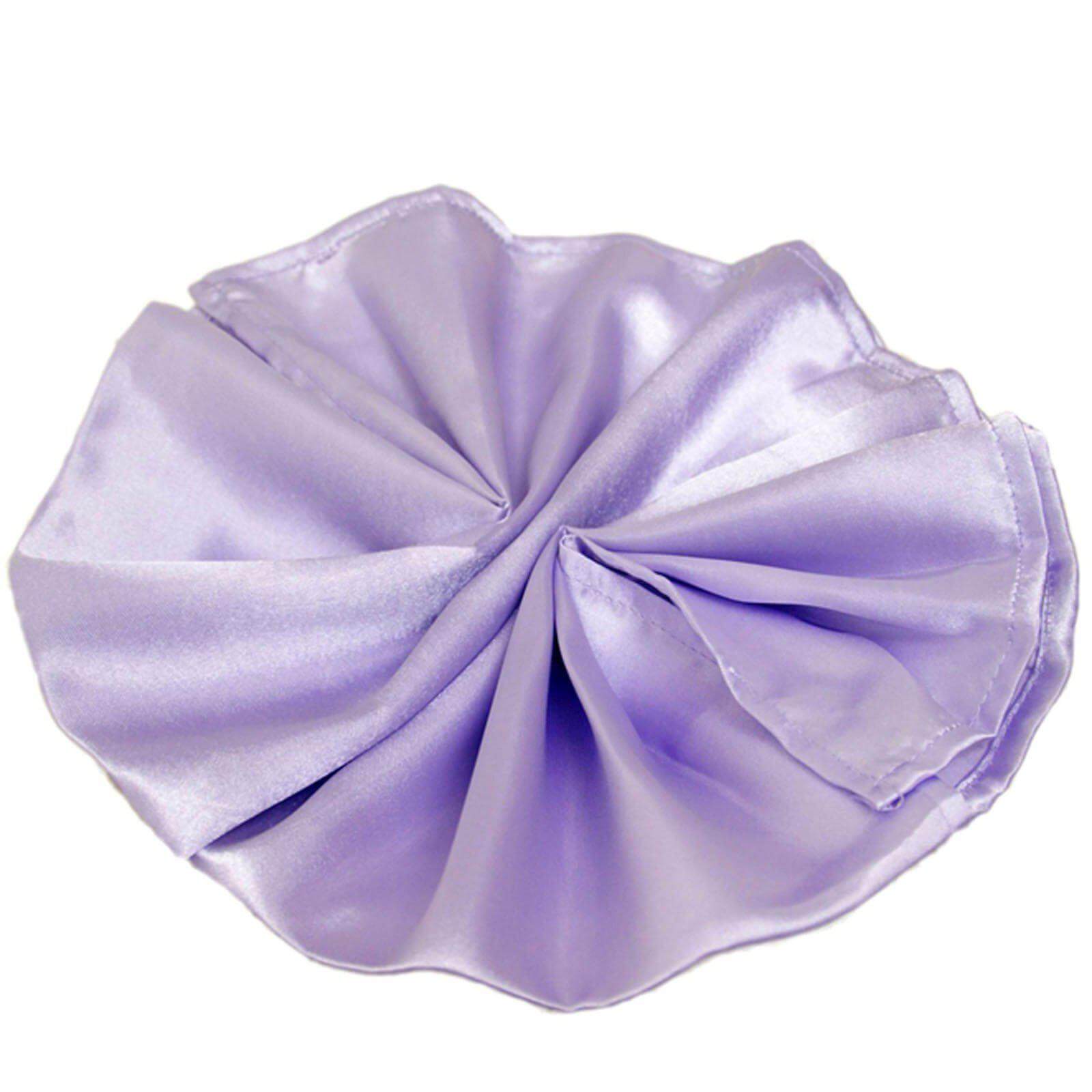 5 Pack Satin 20"x20" Napkins Lavender Lilac - Luxurious Shine & Smooth Dinner Napkins - NestOCart