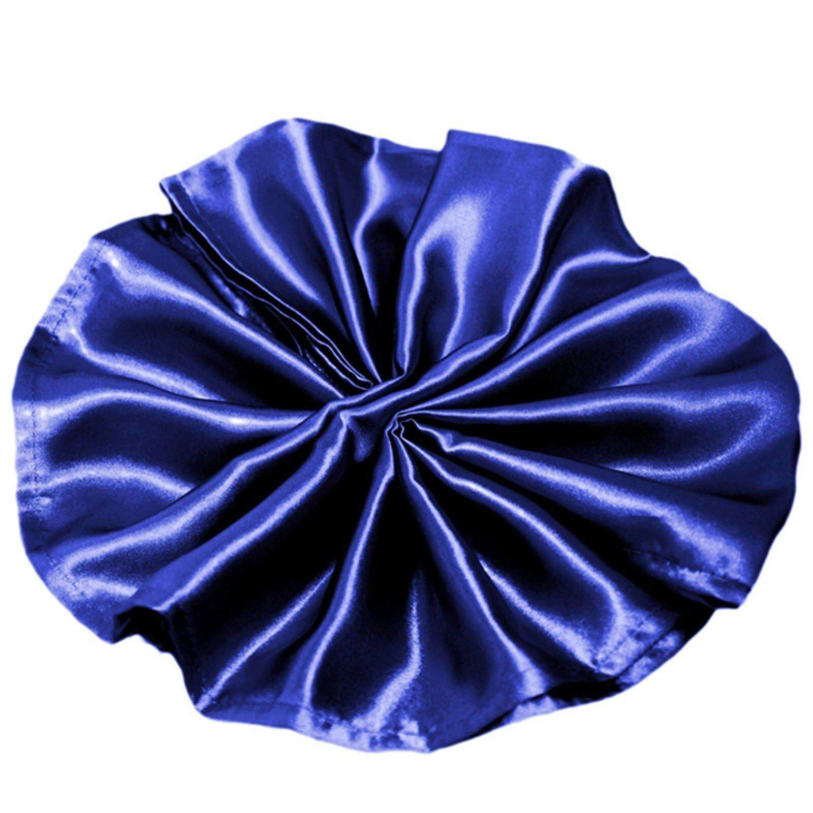 5 Pack Satin 20"x20" Napkins Navy Blue - Luxurious Shine & Smooth Dinner Napkins - NestOCart