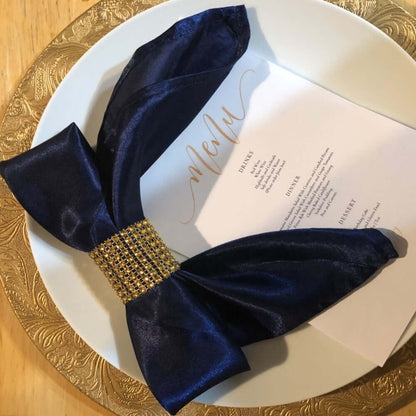 5 Pack Satin 20"x20" Napkins Navy Blue - Luxurious Shine & Smooth Dinner Napkins - NestOCart