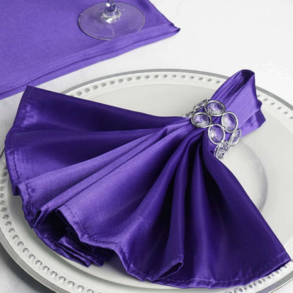5 Pack Satin 20"x20" Napkins Purple - Luxurious Shine & Smooth Dinner Napkins - NestOCart