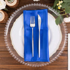 5 Pack Satin 20"x20" Napkins Royal Blue Glossy Stripes - Durable & Wrinkle - Free Cloth Napkins - Bell Racket Store