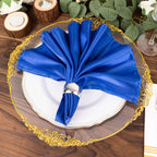 5 Pack Satin 20"x20" Napkins Royal Blue Glossy Stripes - Durable & Wrinkle - Free Cloth Napkins - Bell Racket Store