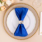 5 Pack Satin 20"x20" Napkins Royal Blue Glossy Stripes - Durable & Wrinkle - Free Cloth Napkins - Bell Racket Store