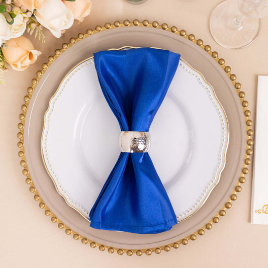 5 Pack Satin 20"x20" Napkins Royal Blue Glossy Stripes - Durable & Wrinkle - Free Cloth Napkins - Bell Racket Store