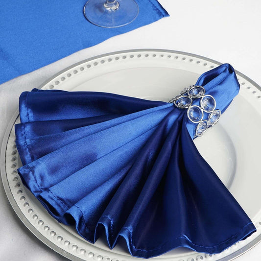 5 Pack Satin 20"x20" Napkins Royal Blue - Luxurious Shine & Smooth Dinner Napkins - NestOCart