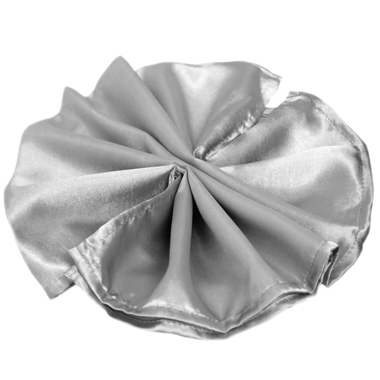 5 Pack Satin 20"x20" Napkins Silver - Luxurious Shine & Smooth Dinner Napkins - NestOCart