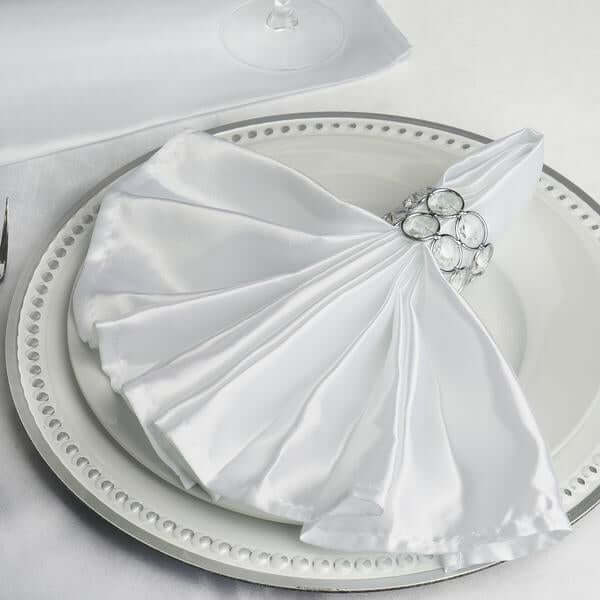 5 Pack Satin 20"x20" Napkins White - Luxurious Shine & Smooth Dinner Napkins for Upscale Events - NestOCart