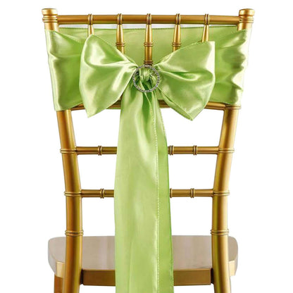 5 Pack Satin Chair Sashes Apple Green - Durable Chair Bows with Shiny Finish 6"x106" - NestOCart