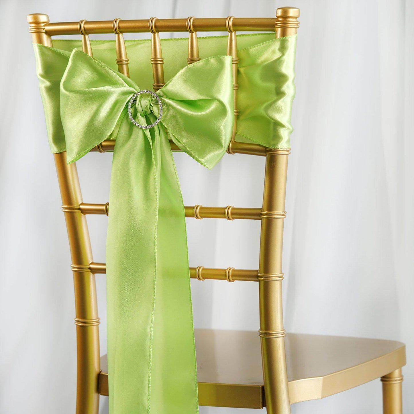 5 Pack Satin Chair Sashes Apple Green - Durable Chair Bows with Shiny Finish 6"x106" - NestOCart