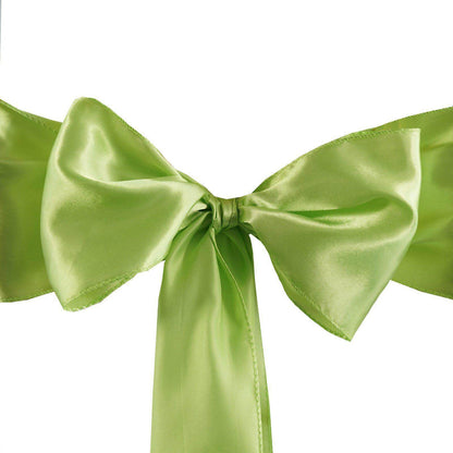 5 Pack Satin Chair Sashes Apple Green - Durable Chair Bows with Shiny Finish 6"x106" - NestOCart