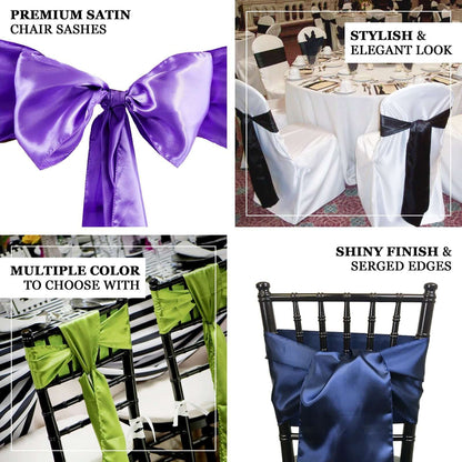 5 Pack Satin Chair Sashes Black - Durable Chair Bows with Shiny Finish for Classy Event Chair Decor 6"x106" - NestOCart