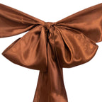 5 Pack Satin Chair Sashes Cinnamon Brown - Durable Chair Bows with Shiny Finish 6"x106" - Bell Racket Store