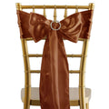 5 Pack Satin Chair Sashes Cinnamon Brown - Durable Chair Bows with Shiny Finish 6"x106" - Bell Racket Store