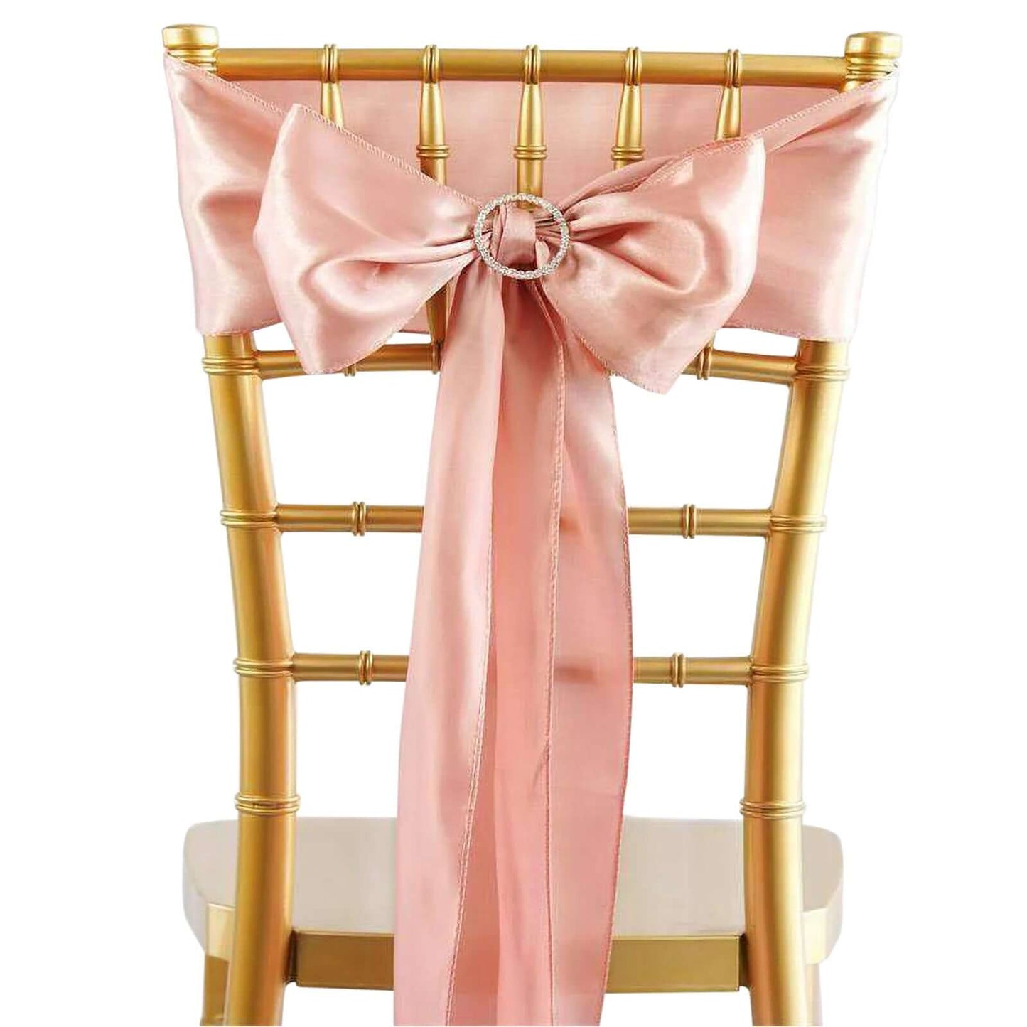 5 Pack Satin Chair Sashes Dusty Rose - Durable Chair Bows with Shiny Finish 6"x106" - NestOCart