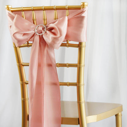 5 Pack Satin Chair Sashes Dusty Rose - Durable Chair Bows with Shiny Finish 6"x106" - NestOCart