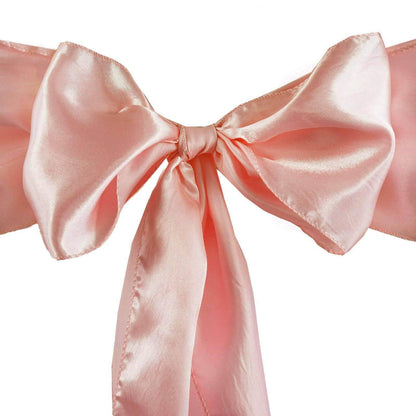 5 Pack Satin Chair Sashes Dusty Rose - Durable Chair Bows with Shiny Finish 6"x106" - NestOCart