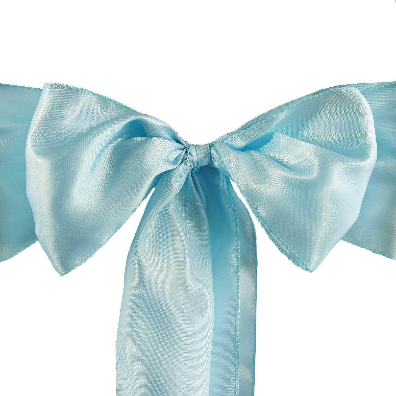 5 Pack Satin Chair Sashes Light Blue - Durable Chair Bows with Shiny Finish 6"x106" - NestOCart