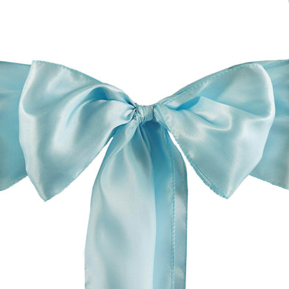 5 Pack Satin Chair Sashes Light Blue - Durable Chair Bows with Shiny Finish 6"x106" - NestOCart