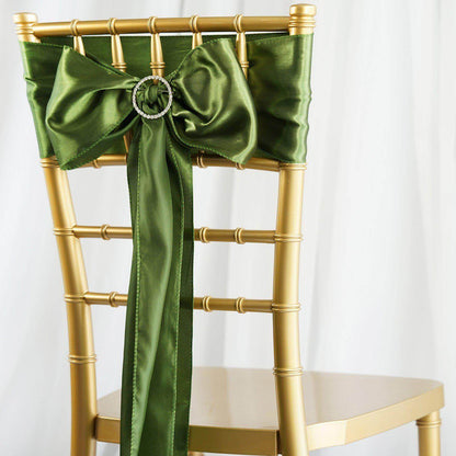 5 Pack Satin Chair Sashes Olive Green - Durable Chair Bows with Shiny Finish 6"x106" - NestOCart