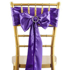 5 Pack Satin Chair Sashes Purple - Durable Chair Bows with Shiny Finish 6"x106"