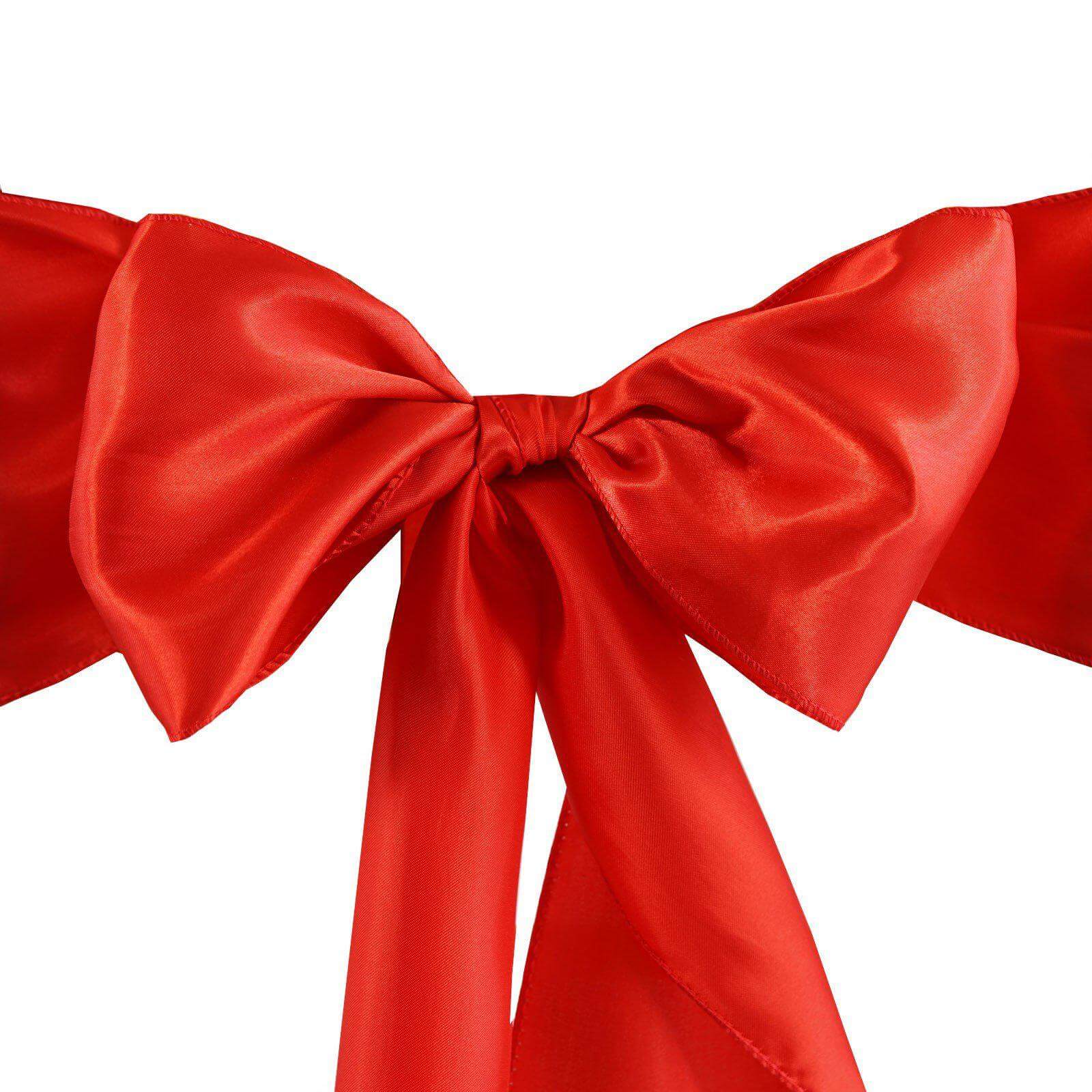 5 Pack Satin Chair Sashes Red - Durable Chair Bows with Shiny Finish 6"x106" - NestOCart