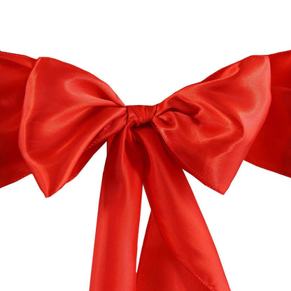 5 Pack Satin Chair Sashes Red - Durable Chair Bows with Shiny Finish 6"x106" - NestOCart