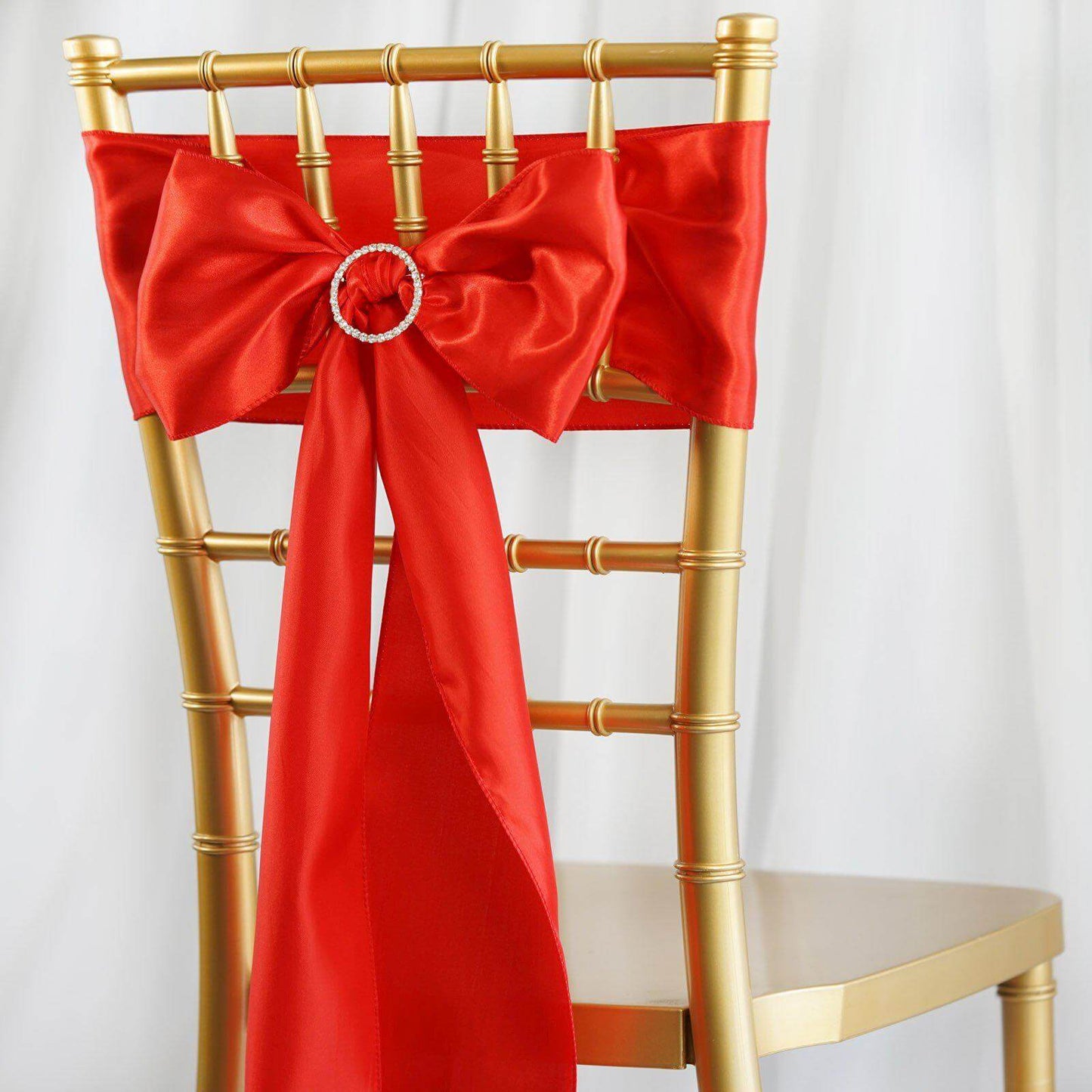 5 Pack Satin Chair Sashes Red - Durable Chair Bows with Shiny Finish 6"x106" - NestOCart