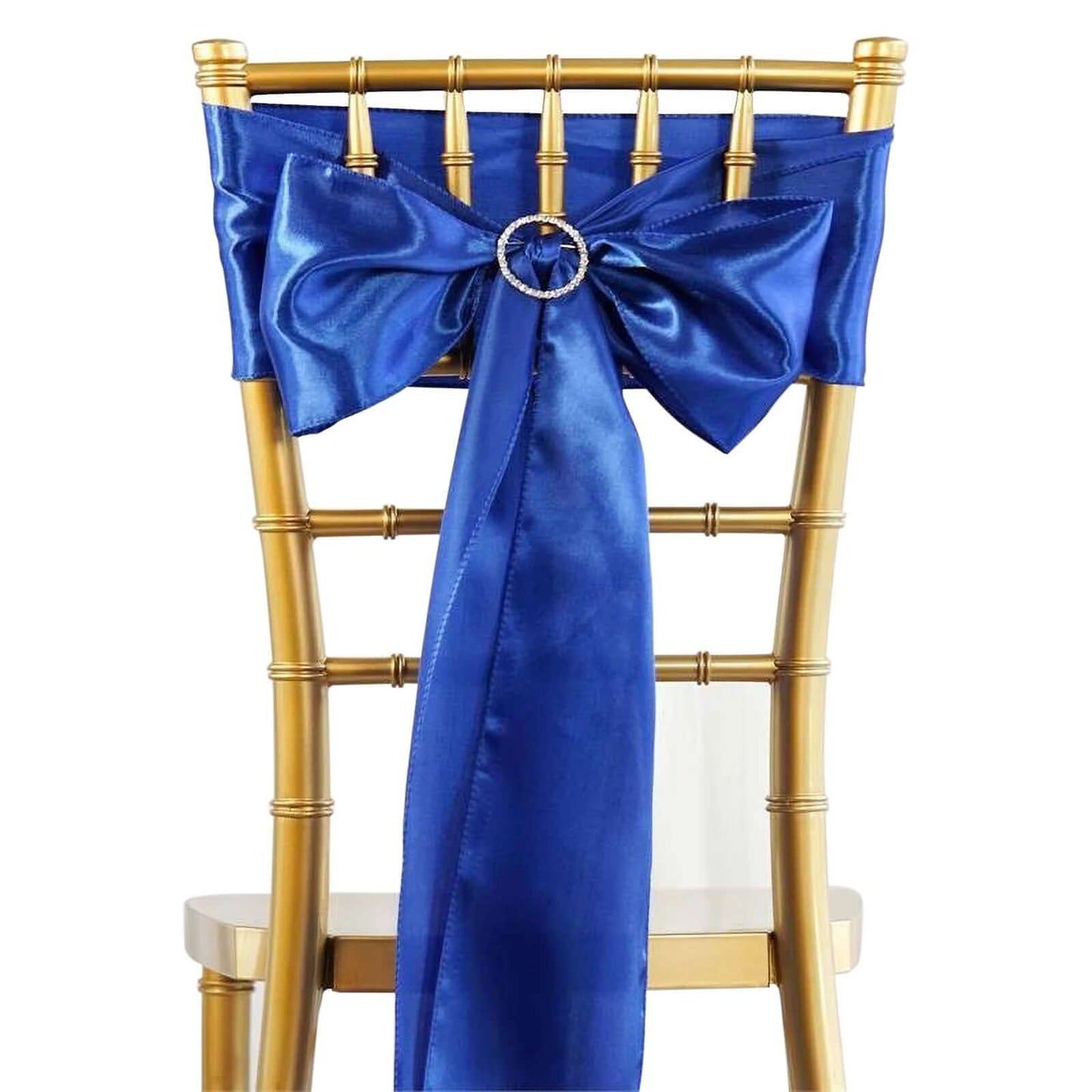5 Pack Satin Chair Sashes Royal Blue - Durable Chair Bows with Shiny Finish 6"x106" - NestOCart