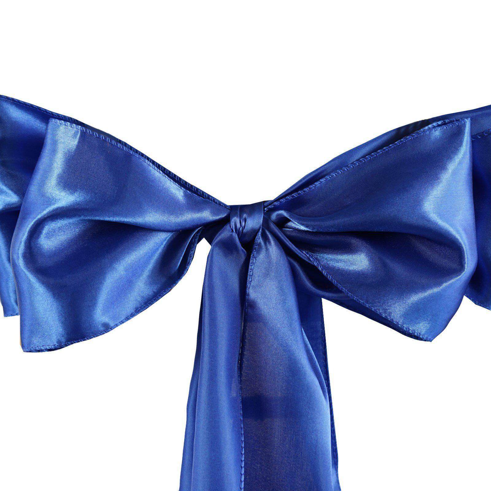 5 Pack Satin Chair Sashes Royal Blue - Durable Chair Bows with Shiny Finish 6"x106" - NestOCart