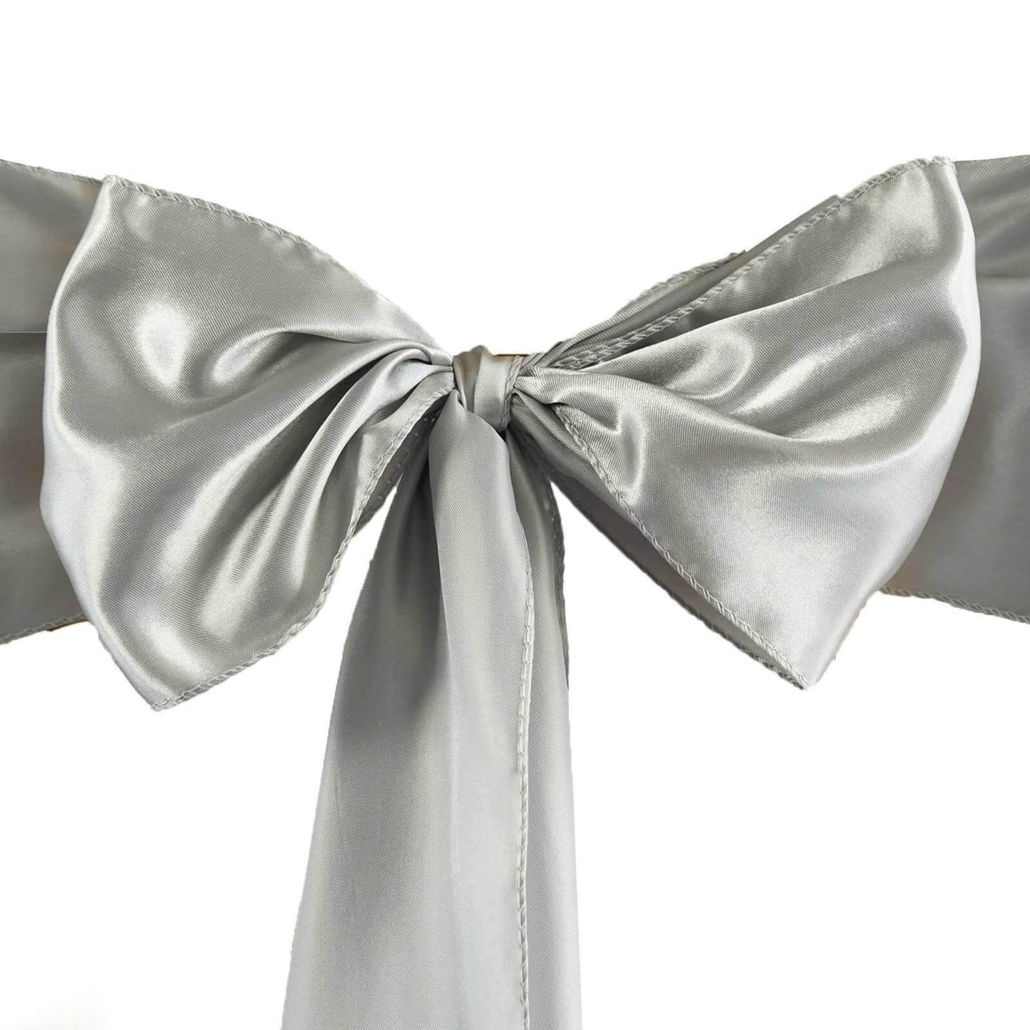 5 Pack Satin Chair Sashes Silver - Durable Chair Bows with Shiny Finish 6"x106" - NestOCart