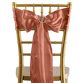 5 Pack Satin Chair Sashes Terracotta (Rust) - Durable Chair Bows with Shiny Finish 6"x106"