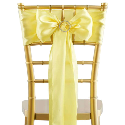 5 Pack Satin Chair Sashes Yellow - Durable Chair Bows with Shiny Finish 6"x106" - NestOCart