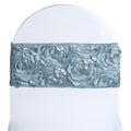 5 Pack Satin Spandex Chair Sashes Dusty Blue - Rosette Design Stretch Chair Bands 6"x14"