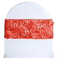 5 Pack Satin Spandex Chair Sashes Red - Rosette Design Stretch Chair Bands 6"x14"