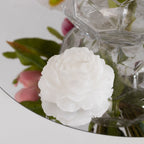 5 - Pack Scented Candles Floating Peony Flower Design White Wax - Decorative Party Favors with Individual Gift Boxes & Ribbons 3" - Bell Racket Store