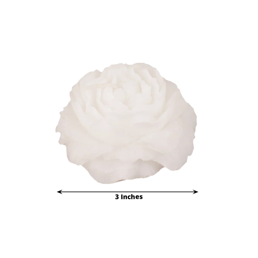 5 - Pack Scented Candles Floating Peony Flower Design White Wax - Decorative Party Favors with Individual Gift Boxes & Ribbons 3" - Bell Racket Store